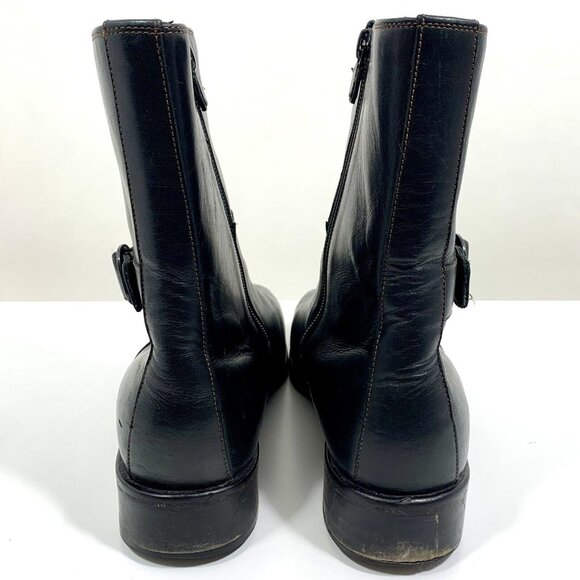 COLE HAAN Country Ankle Boots Black Square Toe Zipper Decorative Buckle SZ 9B - Picture 4 of 9